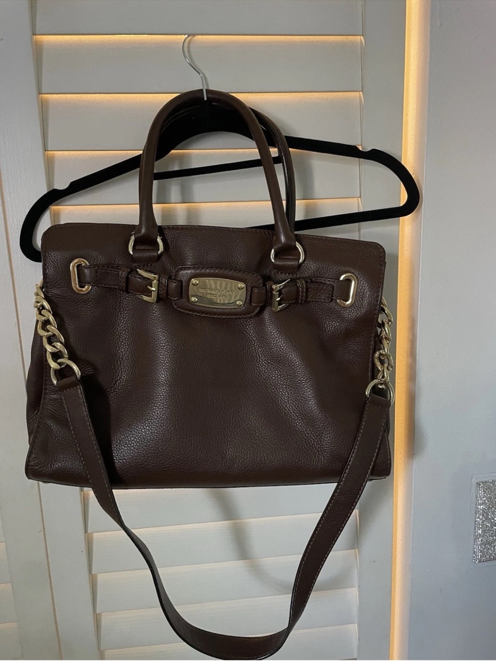 Michael Kors Brown Leather Satchel with Gold Hardware and Gold wallet EUC
